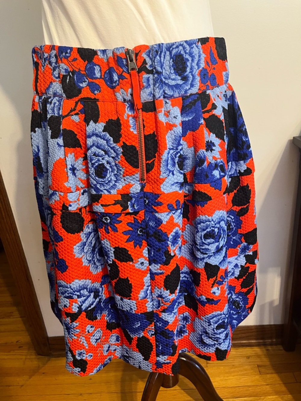 Anthropologie Floral A-Line Skirt in Coral and Blue - Picture 2 of 3